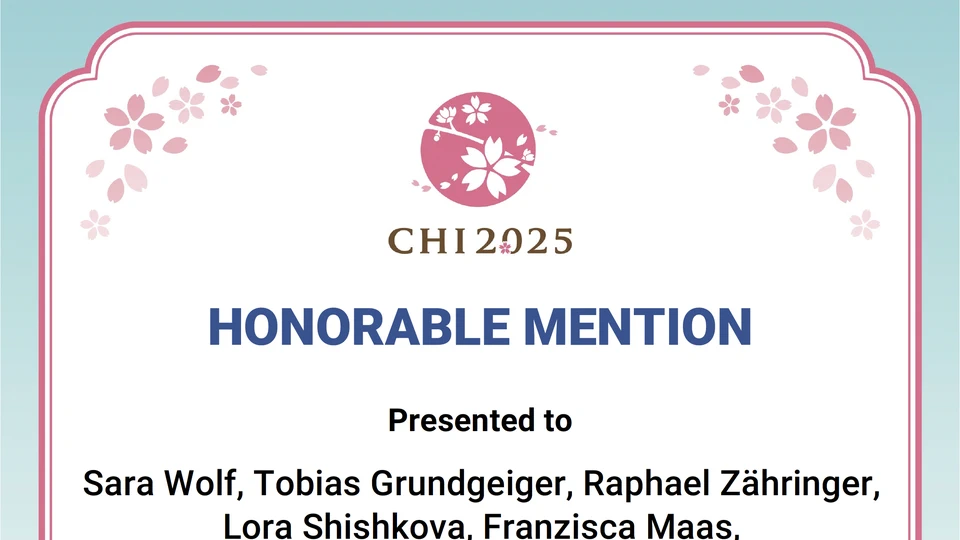 CHI’25: Sara received an honorable mention award