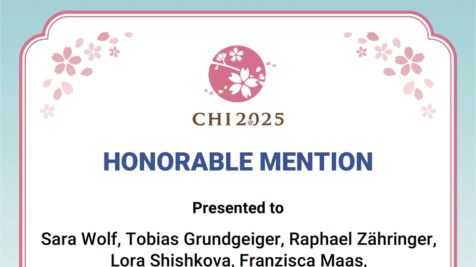 CHI’25: Sara received an honorable mention award